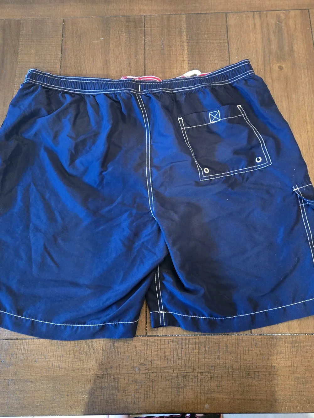 Men's Navy Blue Swim Shorts With Contrast Stitching